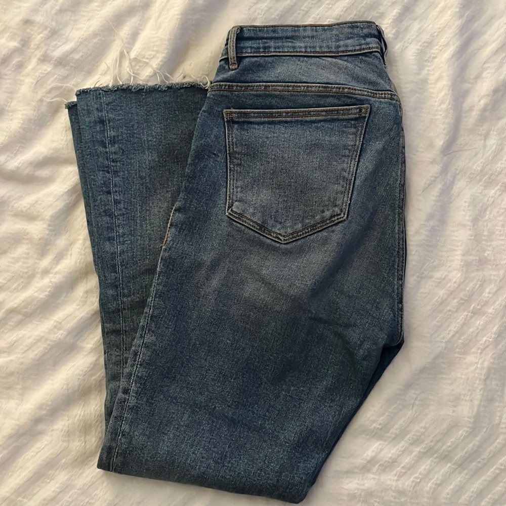 Zara US 8 blue jeans, cropped and flare
